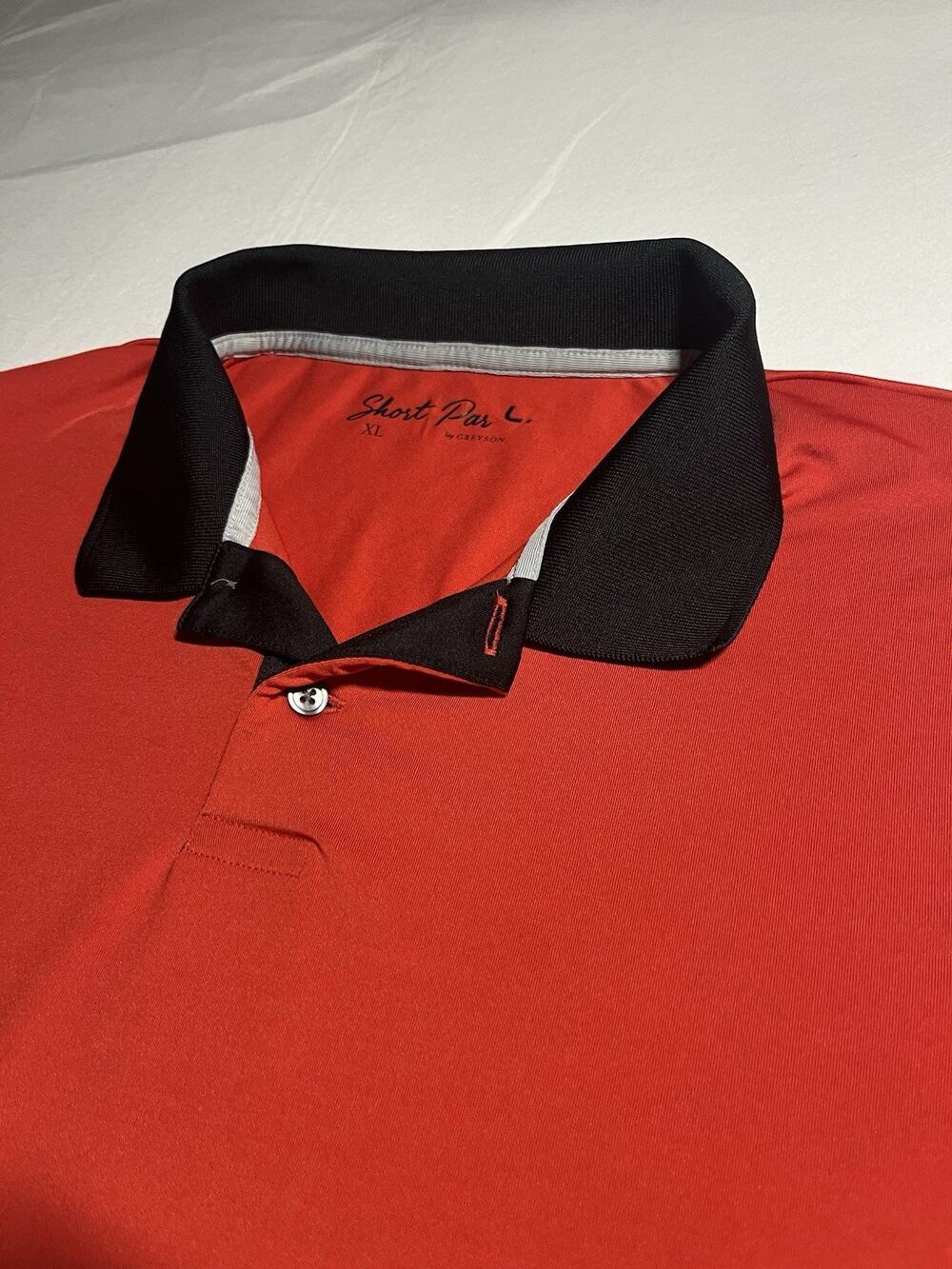 Short Par 4 by Greyson Golf Polo Men’s XL Red Black Performance Stretch Shirt
